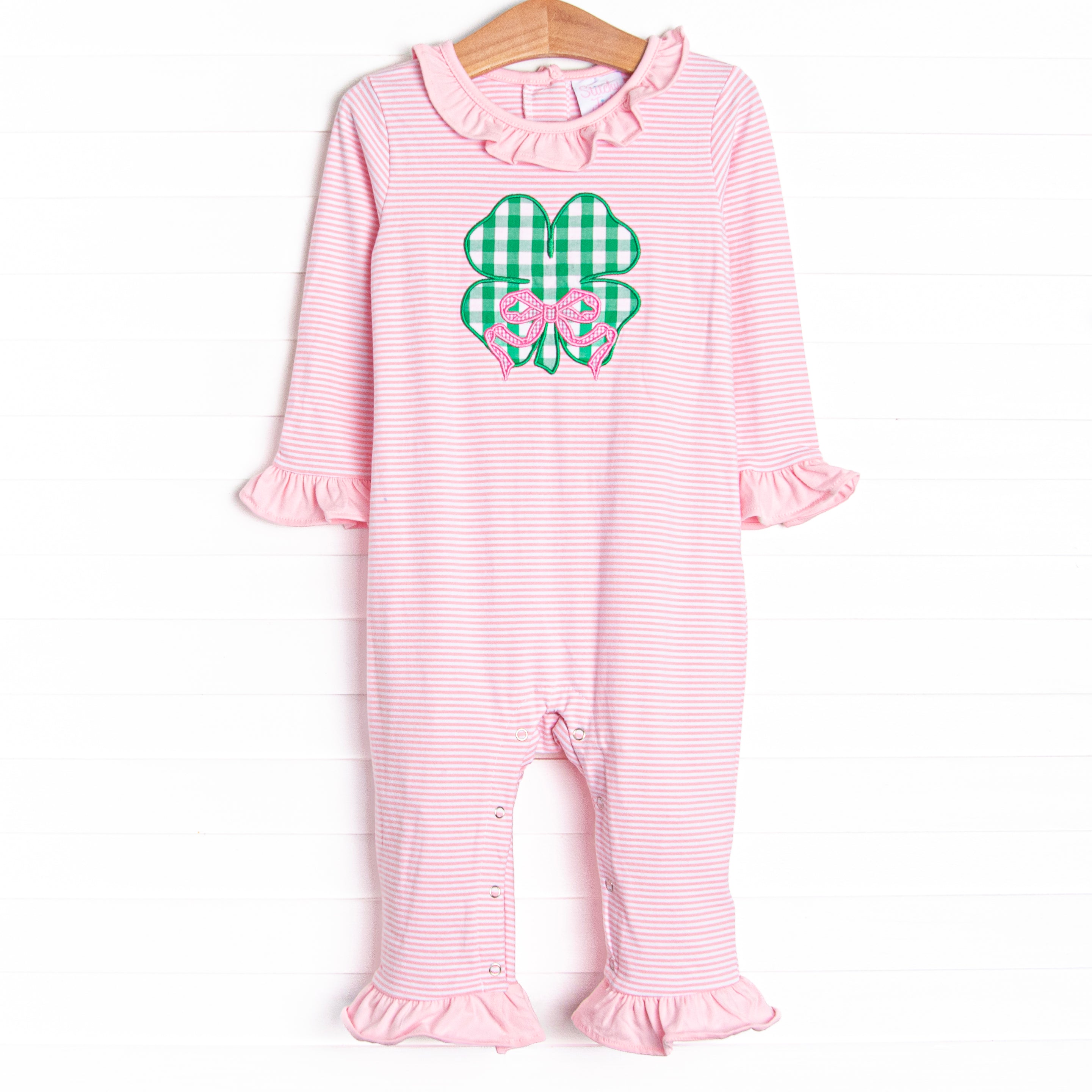 Pink Lucky Charm Applique Ruffle Romper - The Ultimate Lucky Wear