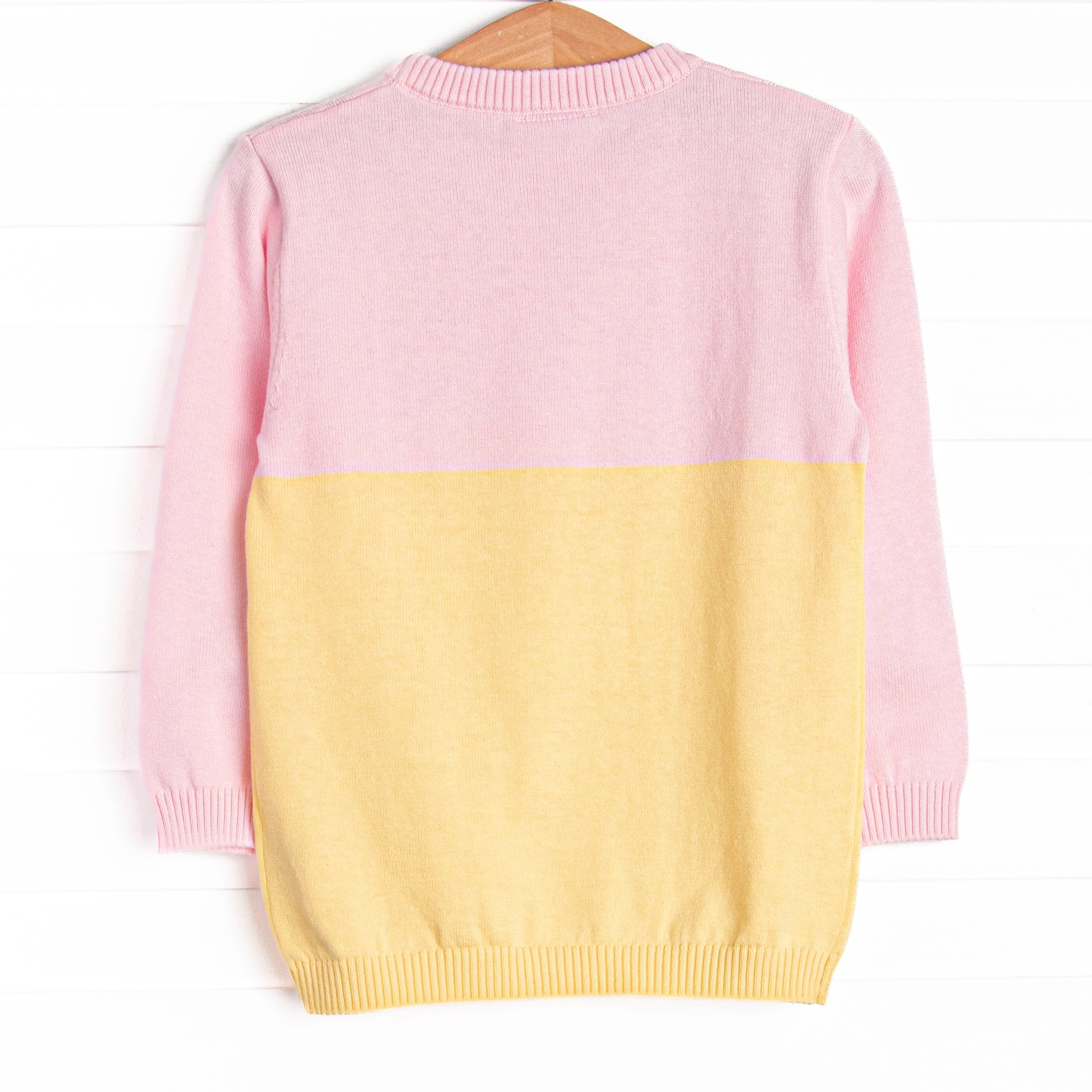 Adorable Pink and Yellow Color Block Sweater