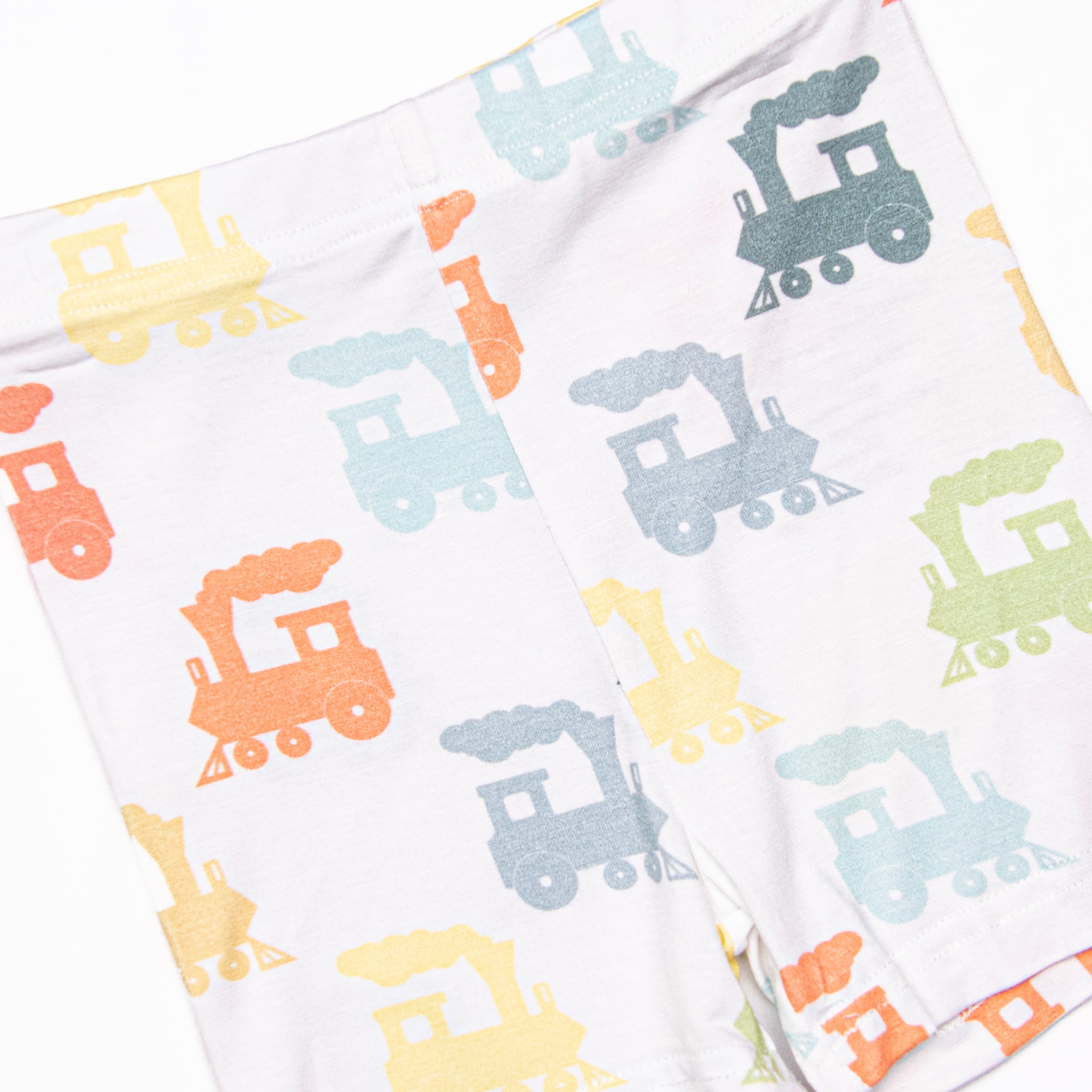 Vibrant Orange Colorful Caboose Bamboo Pajama Short Set - Sweet Dreams Awaits!