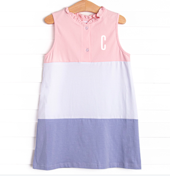 Adorable Pink Color Block Clara Dress