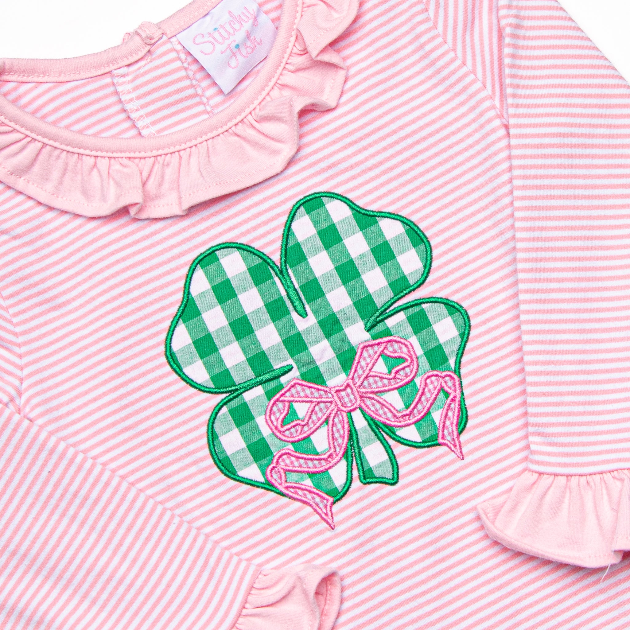 Pink Lucky Charm Applique Ruffle Romper - The Ultimate Lucky Wear
